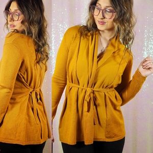 ZARA Mustard Yellow Tie Waist Sweatshirt